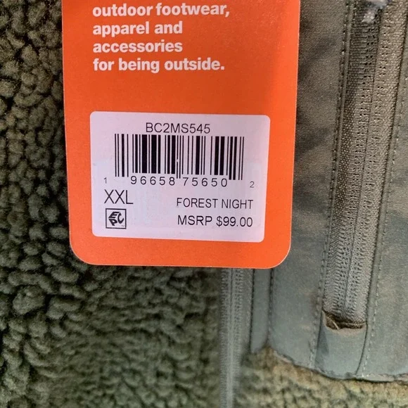 Bass Outdoor Men's Sherpa Jacket XXL Green Full Zip Insulated Fleece Pockets - Picture 5 of 10